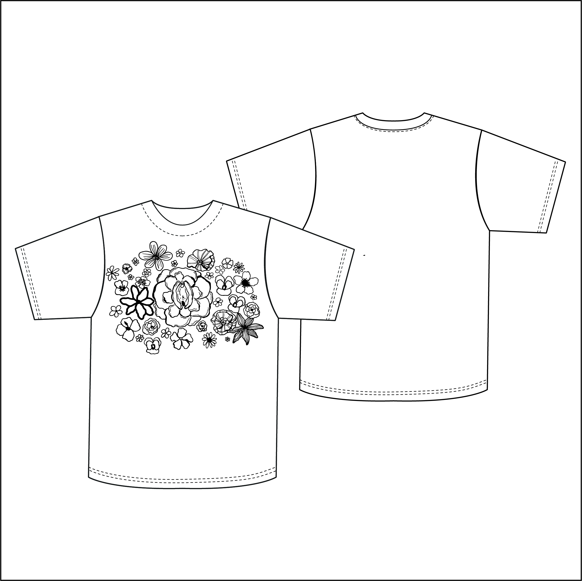 Bloemen vulva shirt - Afbeelding 2